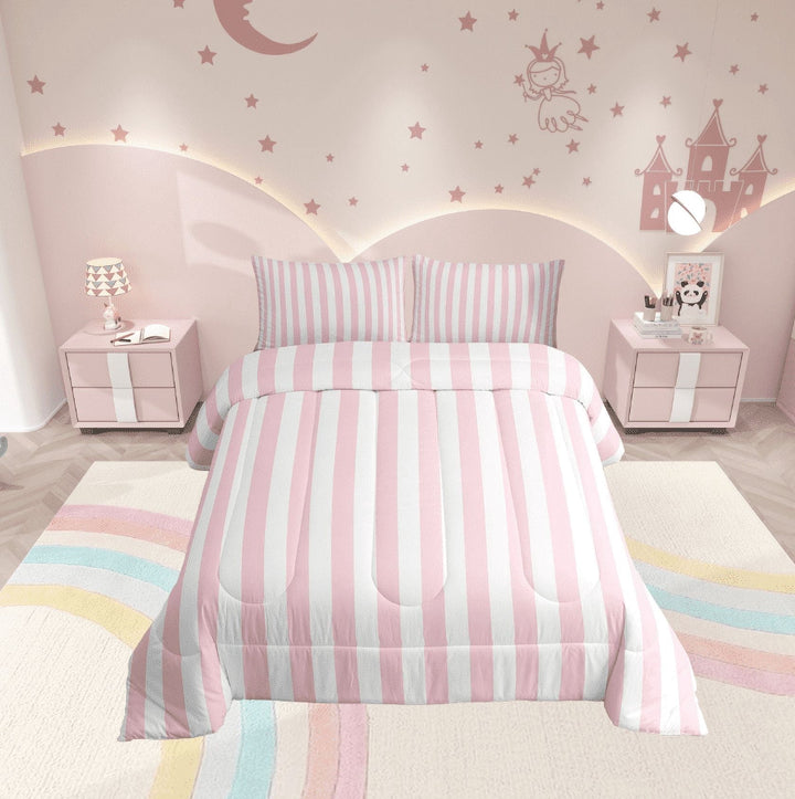 Erosebridal Teens Abstract Comforter Sets Twin Size, Pink Geometric Comforters &amp; Duvets, Modern Fasgion Reversible Duvet Insert, Breathable Room Decoration, 2pcs