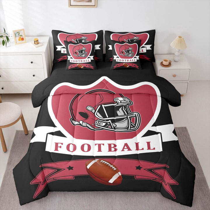 Erosebridal Soccer City Bedding, American Football Bed in a Bag, Vintage Rugby Reversible Bed Set, Lightweight Room Decor, 7 Pieces