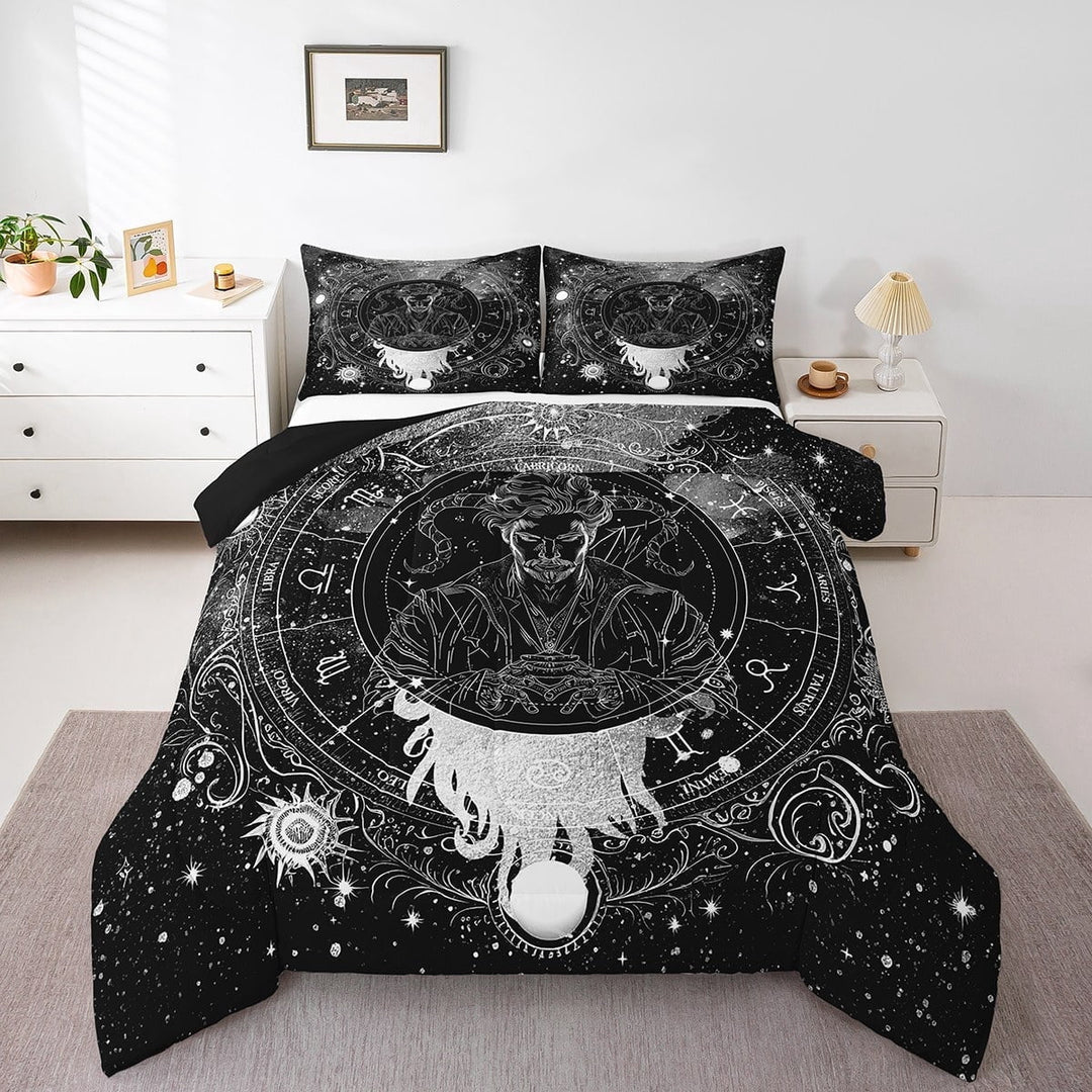 Erosebridal Galaxy Horoscope Bedding King Comforter Set,Universe Cosmos Comforters &amp; Duvets,Starry Sky Comforter Sets King Size,Lightweight Psychedelic Room Decor,Reversible,3pcs