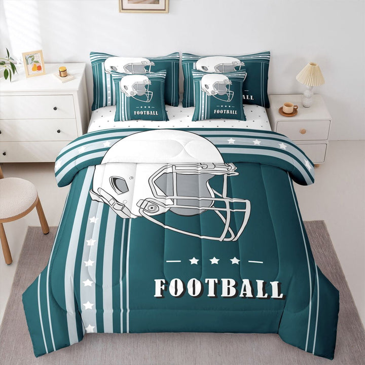 7-Piece American Football Sports Comforter Sets Twin Adults Sports Team Ball Decor Comforter Set with Flat Sheet,Fitted Sheet,2 Pillowcases,2 Throw Pillow Covers (Philadeliphia)