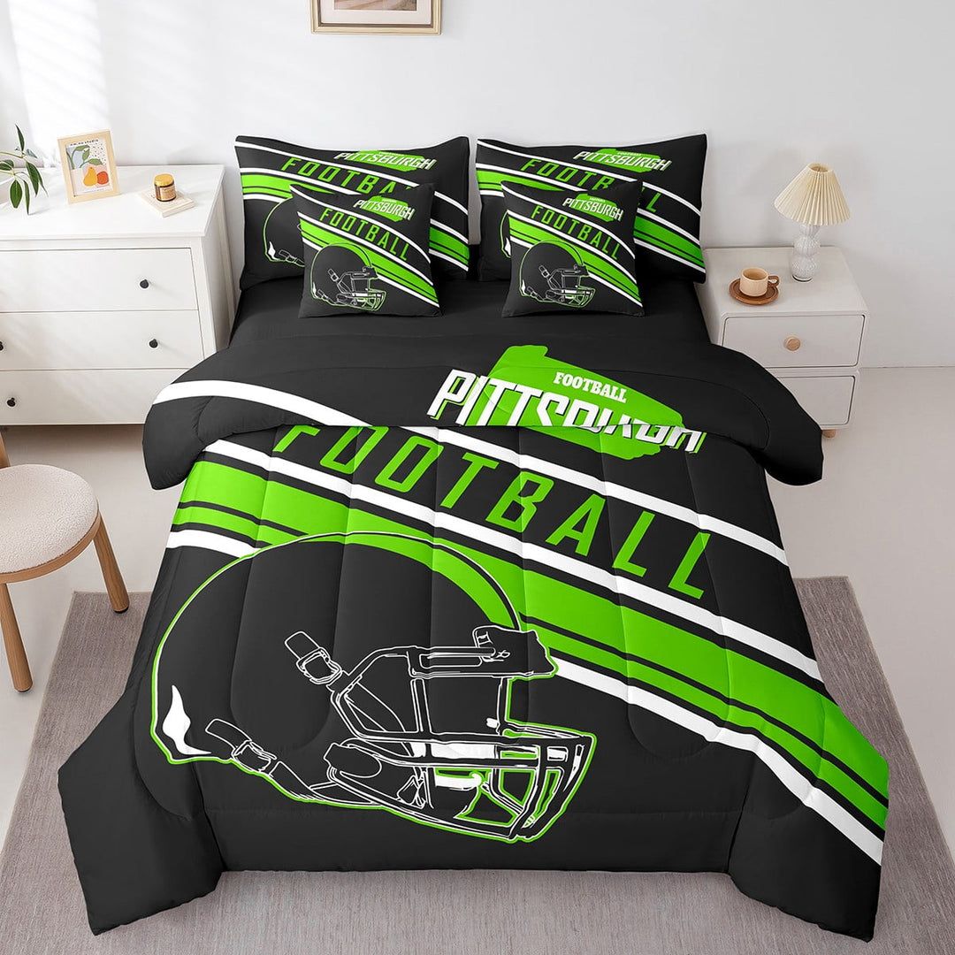 Erosebridal Sports Bedding Sets Full Size 7-Piece, Lightweight, Black, Pittsburgh
