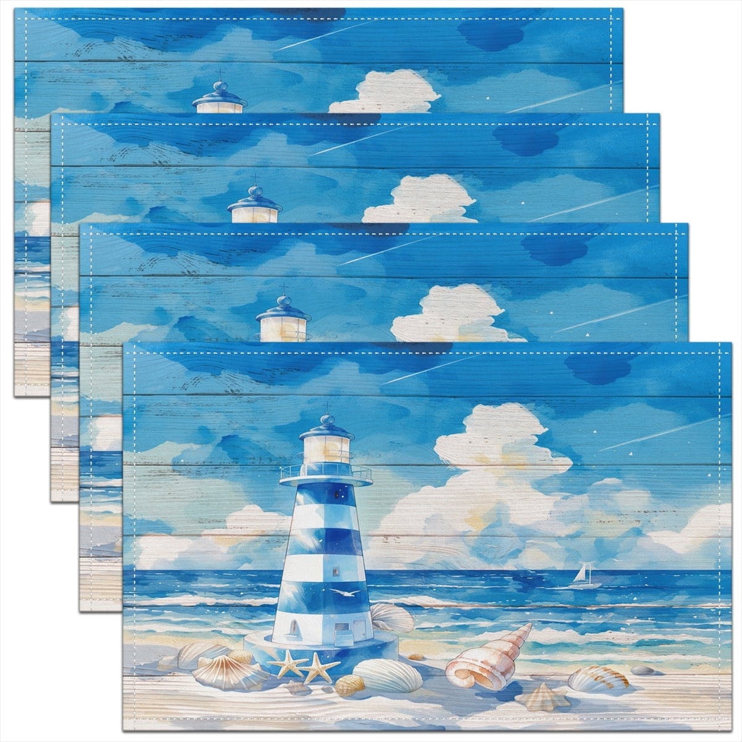 Erosebridal Stripe Geometric Place Mats Set of 4 for in Door Dinning, Vintage Swirl Line Table Place Mats for in Door Dining, Abstract Ombre Decor