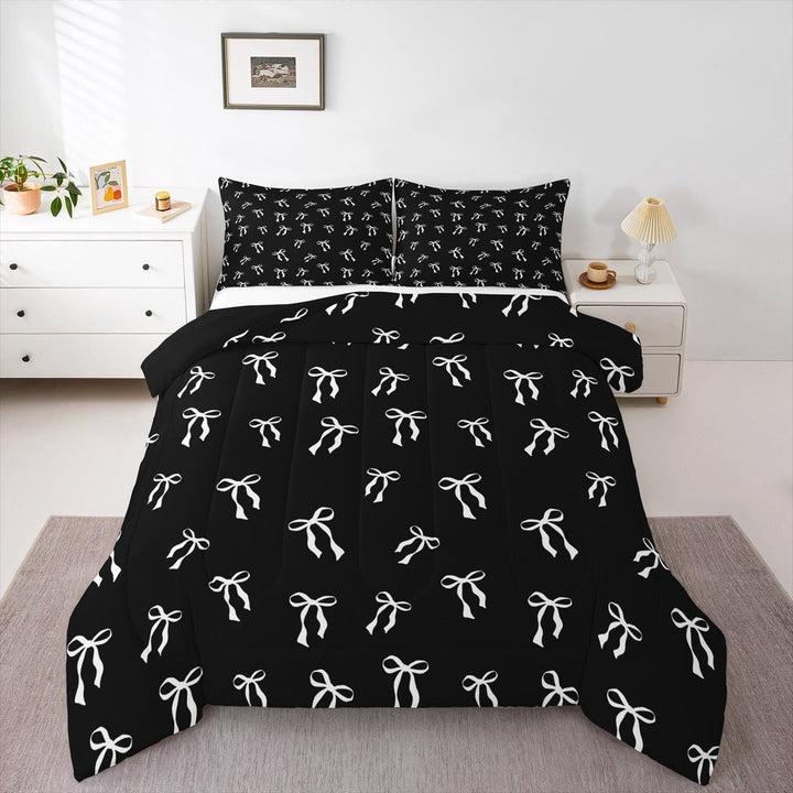 Erosebridal Cartoon Bow Tie Comforter Sets Queen Size,Bowknot Bow Bedding Queen Comforter Set,Dreamy Princess Comforters &amp; Duvets,Super Cozy Cute Room Decor,Reversible,3-Piece