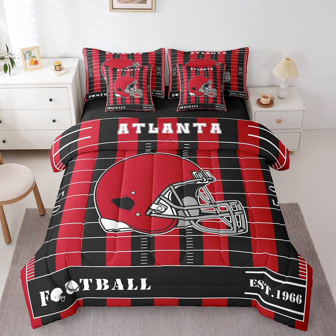 Erosebridal Sports Games Bedding Twin Size,American Football Bed Set,Atlanta Bedding Sets Twin Size For Boys Kids,Super Cozy Room Decoration Reversible,7pcs