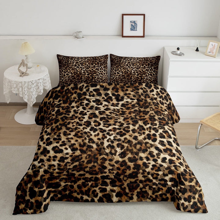 Erosebridal Chic Cheetah Bedding Sets Full with Comforter, Leopard Print Duvet Insert, Teenager Adult Reversible Comforters &amp; Duvets, Super Cozy Room Decorative, 3 Pieces