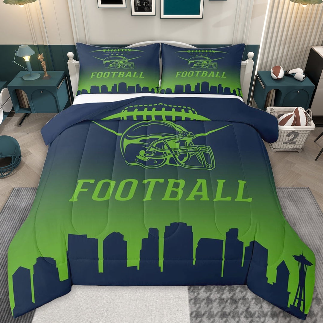 jejeloiu American Rugby Game Twin Comforter Sets,Boys Ball Game Bedding Set For Football Lover Reversible 2 Pieces