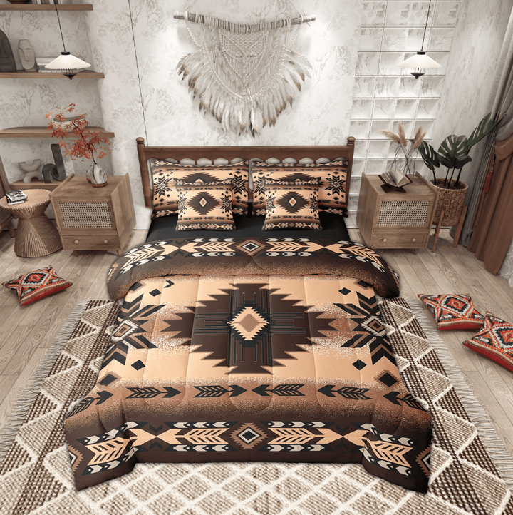 Erosebridal Hippie Aztec Bedding Sets King Size,Bohemian Theme Bed in a Bag King size,Ultra Soft Reversible Bedding King Size,Tribal Room Decorative,7 Pieces