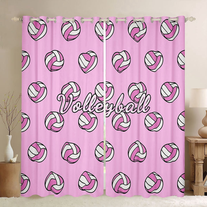 Erosebridal Teens Pink Volleyball Print Blackout Curtains Set of 2 (52x84 Each),Kids Girls Sport Theme Window Curtains,Super Cozy Room Decor