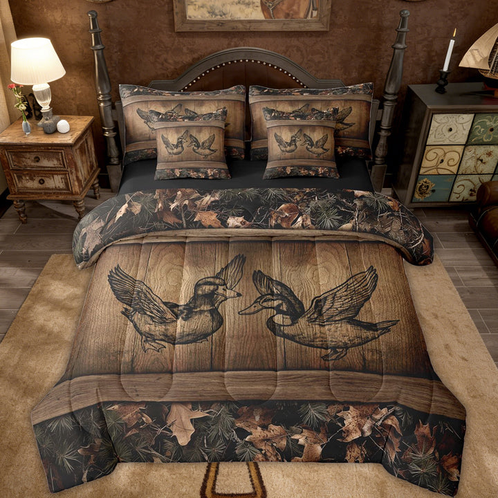 Erosebridal Rustic Farmhouse Bed In A Bag Full 7 Piece Tree Camo Cabin Bedding Set Hunting Animal Mallard Duck Comforter Set Men Woodland Camouflage Wildlife Sheet Set With Comforter
