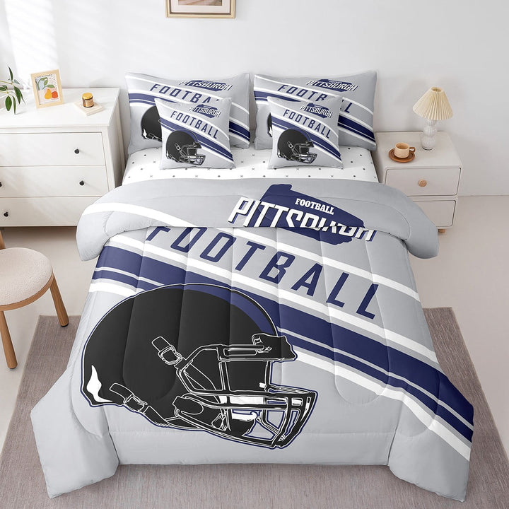 Erosebridal Sports Bedding Sets Full Size 7-Piece, Lightweight, Grey, Pittsburgh