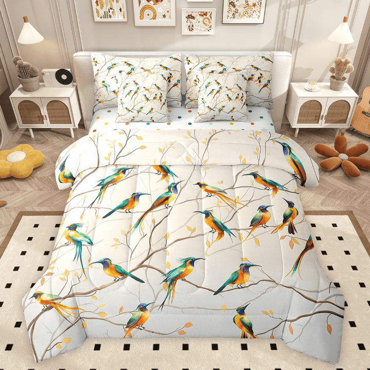 Erosebridal Bird Kingfisher Bedding Twin Size, Wild Animal Comforter Sets with Sheets, Ultra Soft