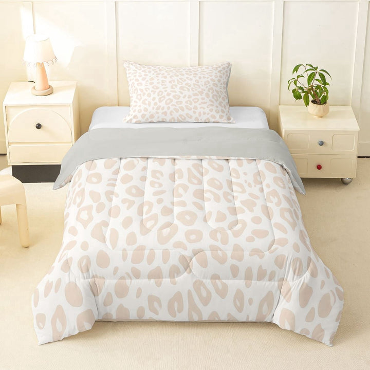 Erosebridal Cheetah Leopard Print Twin Comforter Sets for Kid, Modern Fashion Bedding Set, 2 Pieces