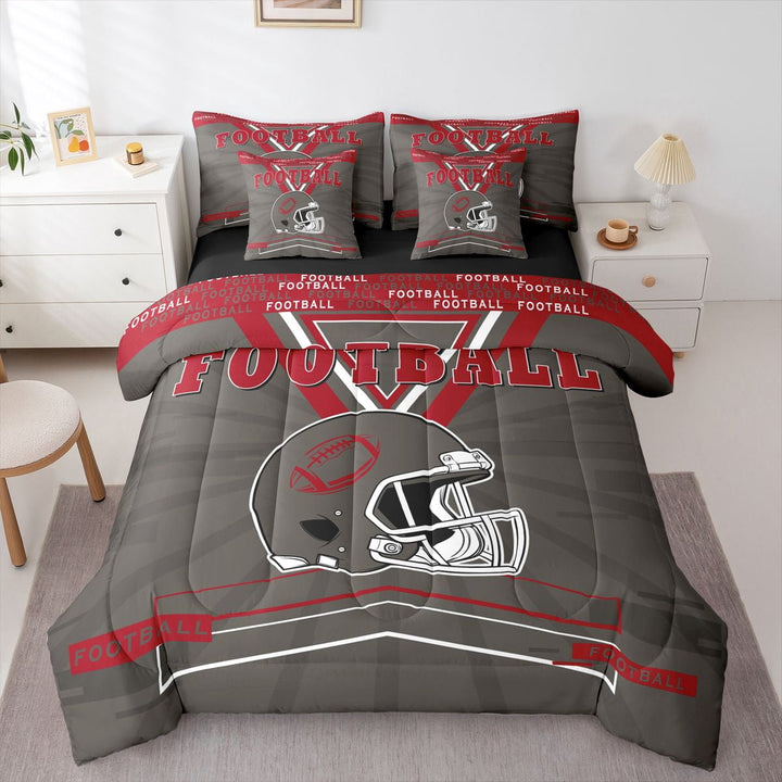 Erosebridal Football 7 Pieces Bedding Set American Football Twin Comforter Set with Sheets Teens Room Decor Sports Bed in a Bag Football Helmet Bed Set