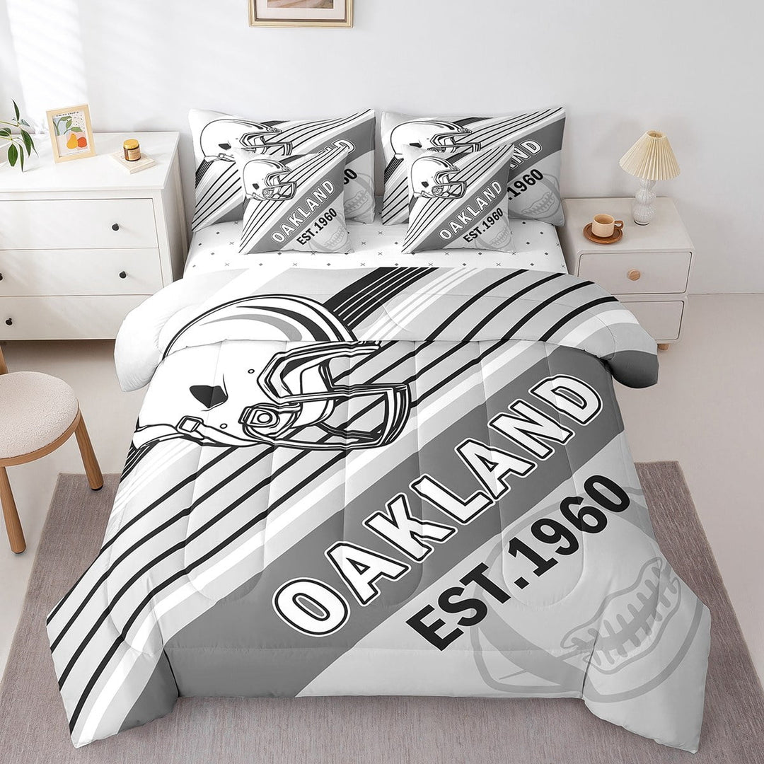 Erosebridal Sport Football Bedding Sets Twin Size,Stripes Comforter Sets with Sheets,Room Decorative (Oakland),Reversible,Breathable,7-Piece