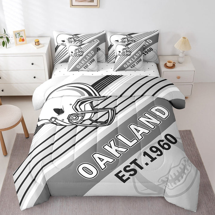 Erosebridal Sport Football Bedding Sets Twin Size,Stripes Comforter Sets with Sheets,Room Decorative (Oakland),Reversible,Breathable,7-Piece