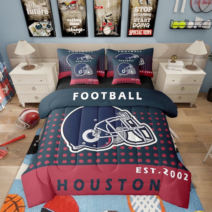 Football Bedding Sets Football City Bed in a Bag 7 Piece American Football Lover Comforter Set with Sheets Gifts Teen,Sports Game Bed Set Football Team Sheets Twin (Dallas)