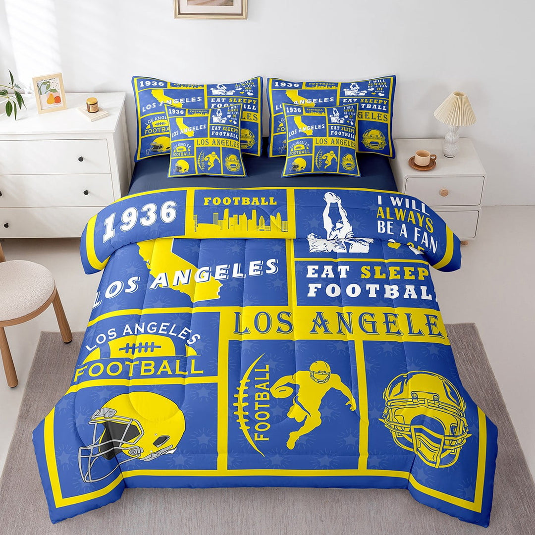 Erosebridal Twin Comforter Set,7 Pieces Football Bedding Sets Twin Bed in a Bag with Reversible Rugby Bed Set,Sports Comforter, Sheets, Pillowcases