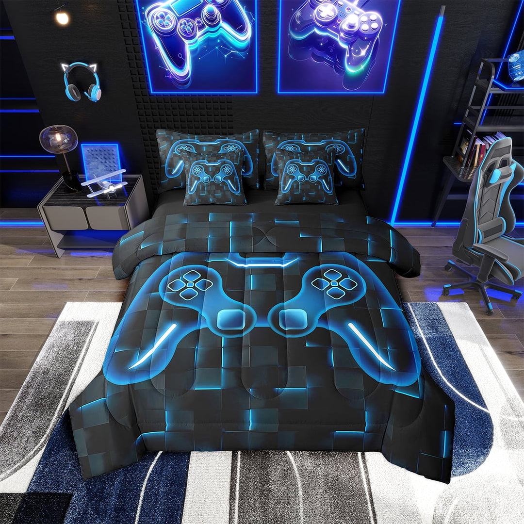 Erosebridal Gaming Gamer Bed in a Bag Twin size 7pcs, Reversible Comforter Sets with Sheets, Breathable
