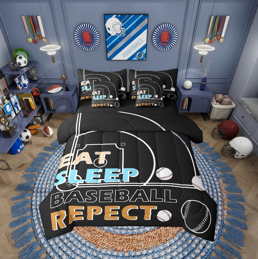 Erosebridal Baseball Bedding Twin Comforter Set for Teens, Softball Print Down Comforter, Retro Sports Decor, Reversible
