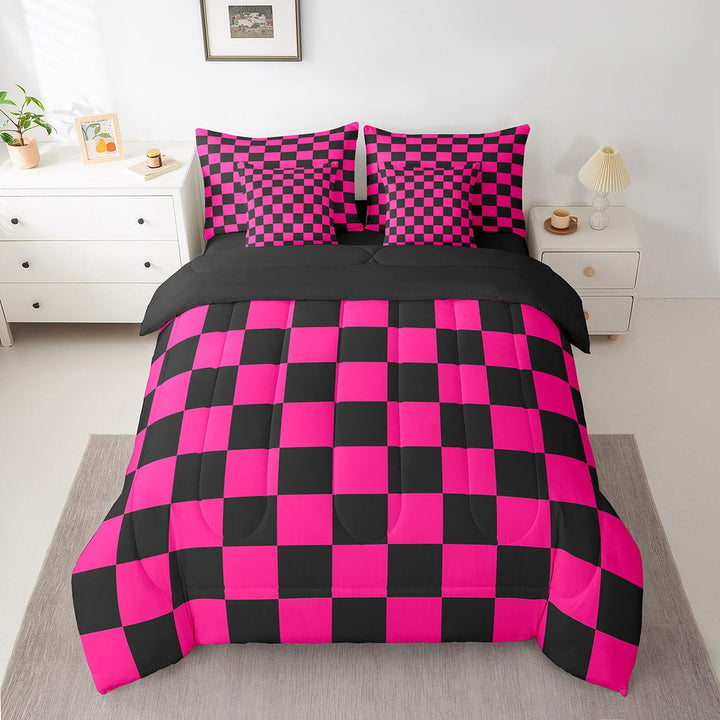 Erosebridal Plaid Buffalo Bedding Twin Size, Checkered Bed in a Bag Twin size, Rectangle Room Decor, Reversible 7-Piece
