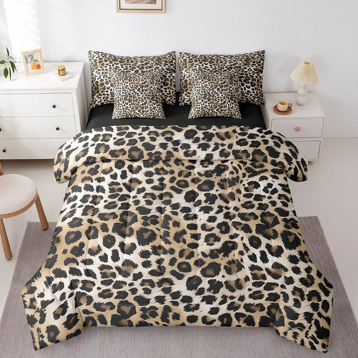 Erosebridal Leopard Cheetah Bedding Twin Size, Animal Print Bed in a Bag Twin size, Reversible 7pcs