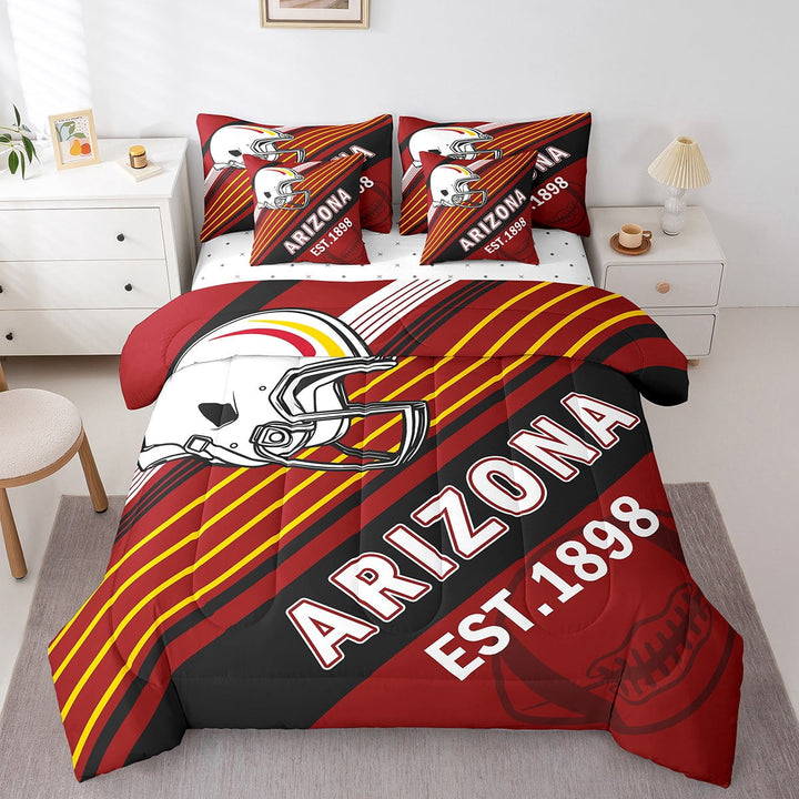 Erosebridal Rugby Bedding Sets Twin Size,Stripes Sport Comforter Sets with Sheets,Football Gaming Decor (Arizona),Reversible,Breathable,7-Piece