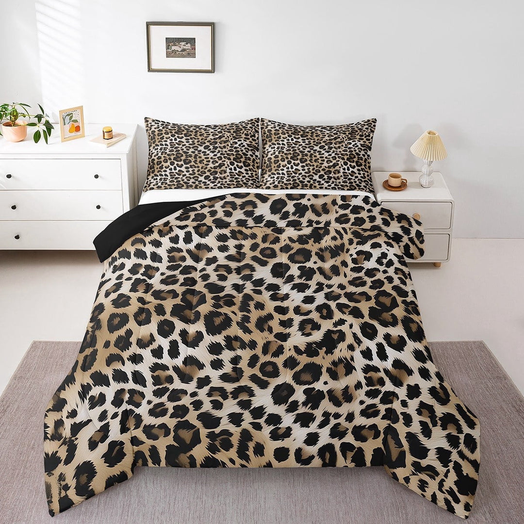 Erosebridal Leopard Cheetah Comforter Sets Full Size, Animal Print Comforters &amp; Duvets, Reversible 3pcs