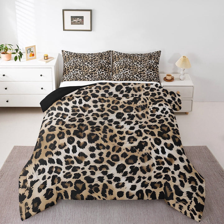 Erosebridal Leopard Cheetah Comforter Sets Full Size, Animal Print Comforters &amp; Duvets, Reversible 3pcs