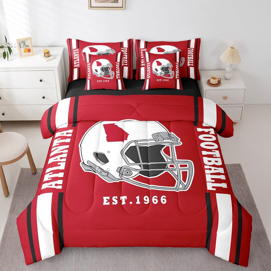 Erosebridal Rugby City Silhouette Bed in a Bag Twin Size,Football Sports Theme Bed Set,Atlanta Bedding Twin Size For Teens,Ultra Soft Bedroom Decor Reversible,7 Pieces