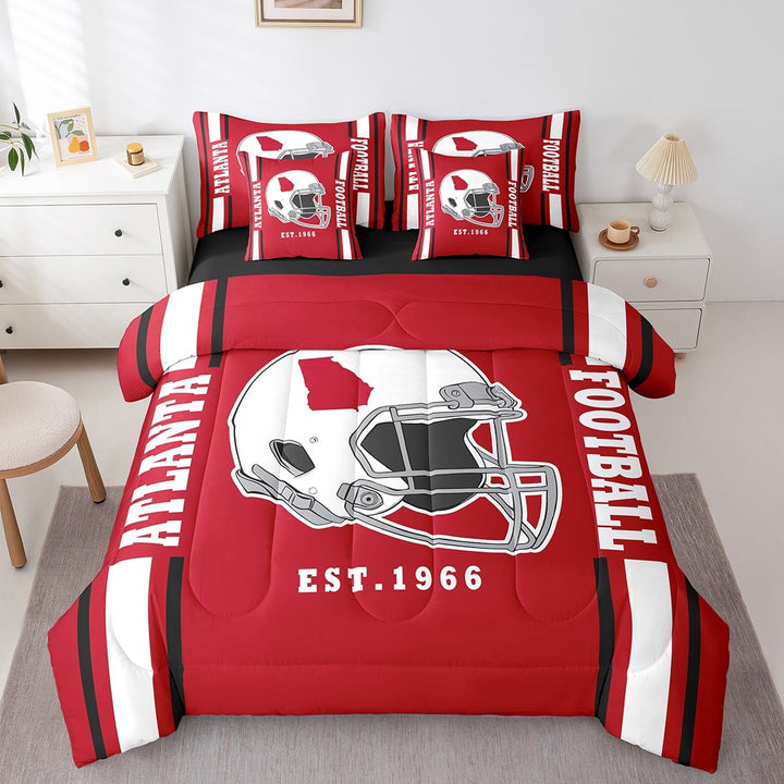 Erosebridal Rugby City Silhouette Bed in a Bag Twin Size,Football Sports Theme Bed Set,Atlanta Bedding Twin Size For Teens,Ultra Soft Bedroom Decor Reversible,7 Pieces
