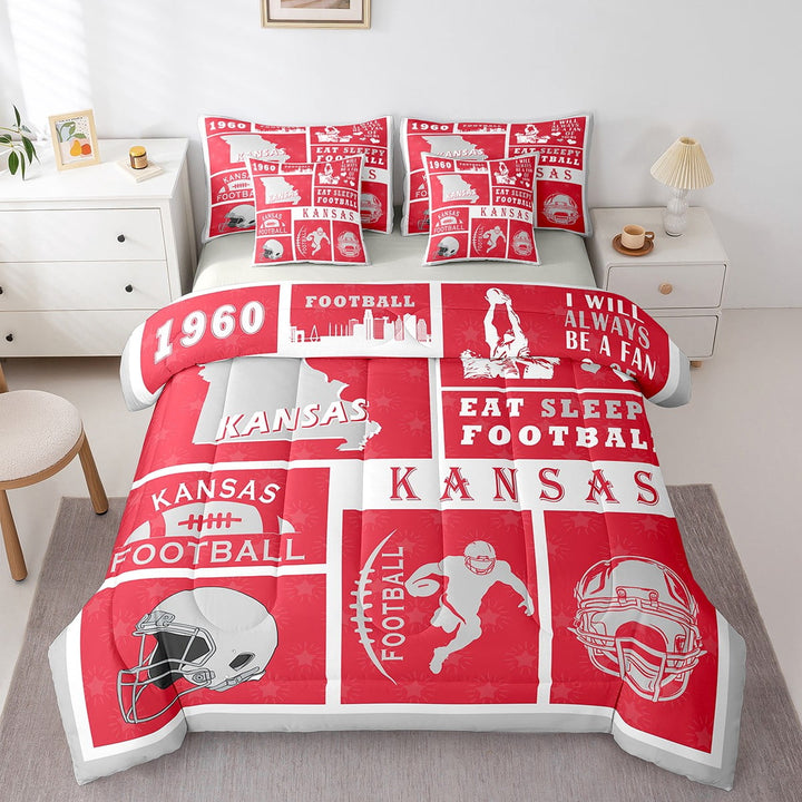 Erosebridal Twin Comforter Set 7 Pieces,Rugby Reversible Bed in a Bag Twin,Football Twin Bedding Set,Sports Fan Comforter, Flat Sheet, Fitted Sheet, Pillowcases