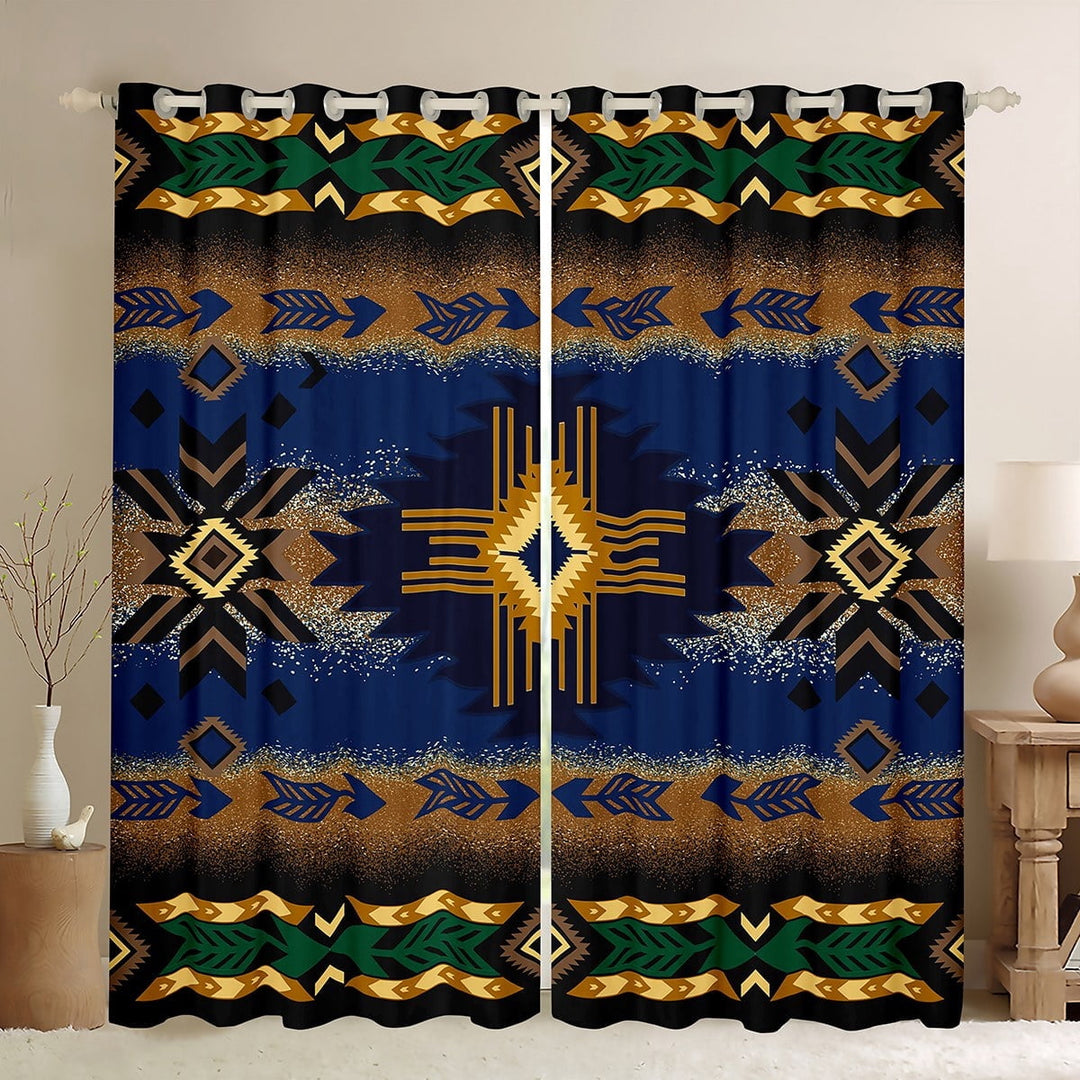 Erosebridal Tribal Aztec Curtains Pack of 2 (42Wx63L),Hippie Boho 30%-50% Black Out Curtains,Curtains for Living Room,Teenager Bedroom Decor