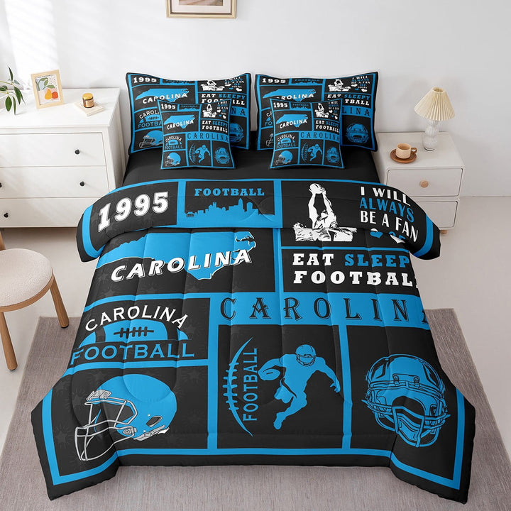 Erosebridal Twin Bed in a Bag Football Comforter Set with Sheets 7Pieces All Season Rugby Bedding Sets with Comforter, Cushion Case, Flat Sheet, Fitted Sheet and Pillowcase