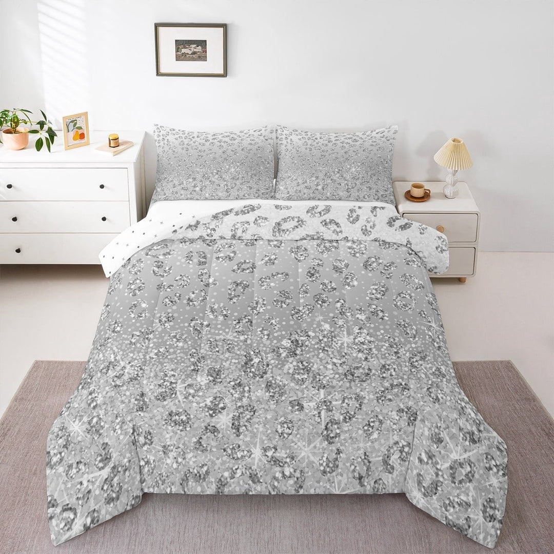 Erosebridal Fashion Sequin Print Comforter Sets Full Size,Modern Aesthetic Art Comforters &amp; Duvets,Gary Starry Galaxy Bedding Full Comforter Set,Super Cozy Room Decoration Reversible,3-Piece