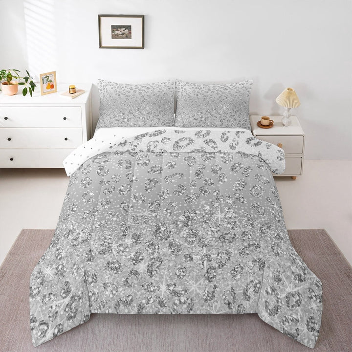 Erosebridal Fashion Sequin Print Comforter Sets Full Size,Modern Aesthetic Art Comforters &amp; Duvets,Gary Starry Galaxy Bedding Full Comforter Set,Super Cozy Room Decoration Reversible,3-Piece