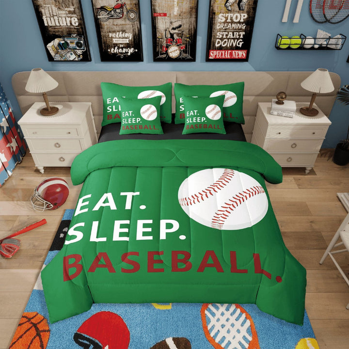 Erosebridal Teens Baseball Bedding Sets Twin Size,Sport Gamer Comforter Sets With Sheets,Ball Game Decoration,Reversible,Breathable,7Pcs