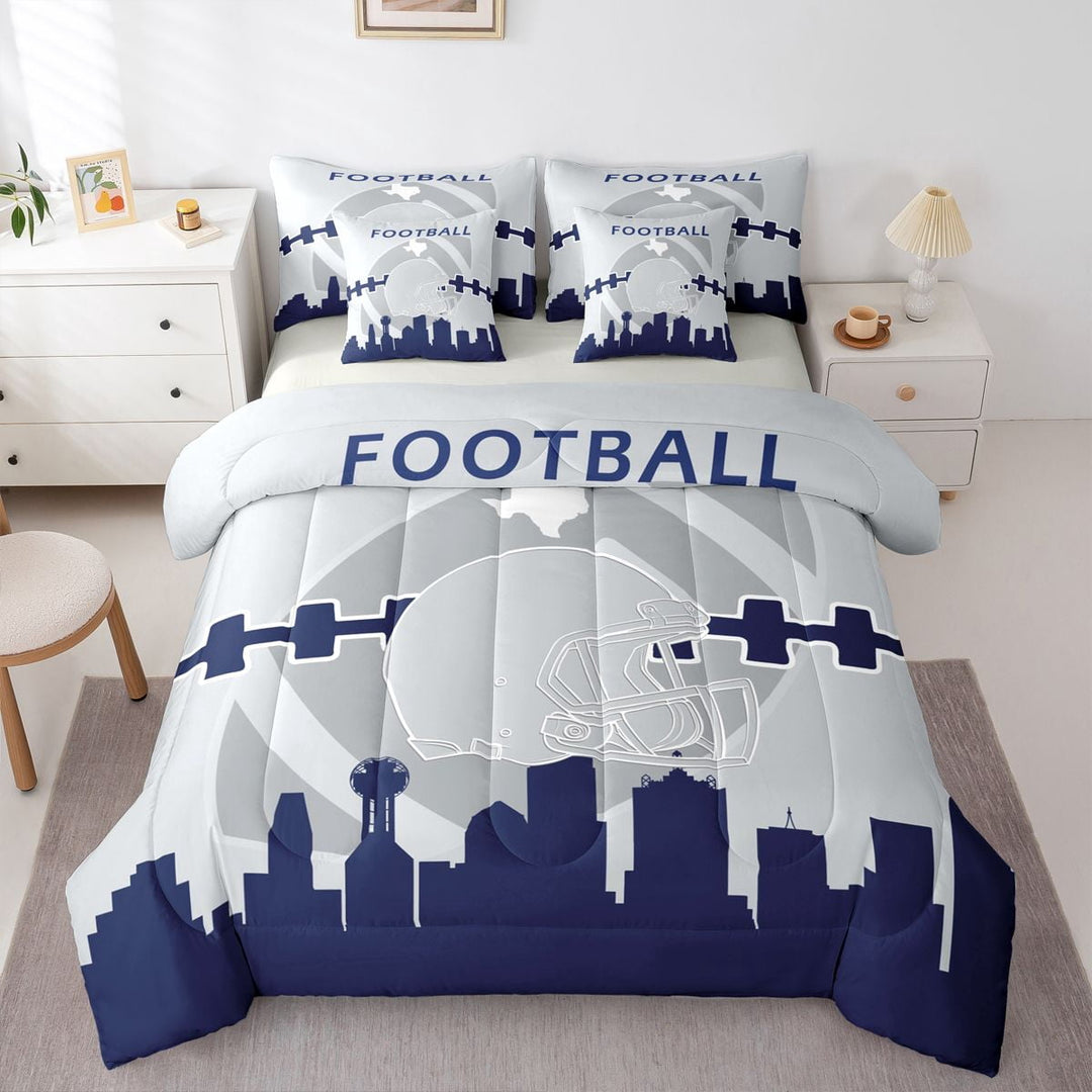 7 Pcs Comforter Set Queen Size,Football Bed in a Bag with Flat Sheet and Fitted Sheet and Adults, Football Bedding Set with Pillowcase and Sham(Dallas)