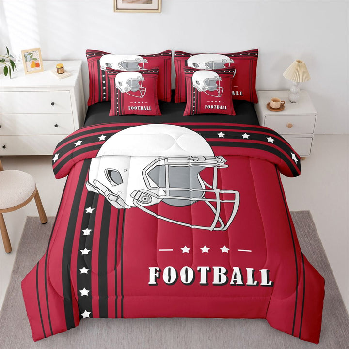 Erosebridal Twin Size 7Pcs Football Comforter Sets American Football City Comforter Set Bed in a Bag, Atlanta(1 Comforter, 1 Flat Sheet 1 Fitted Sheet 2 Pillowcases and 2 Throw Pillow Covers)