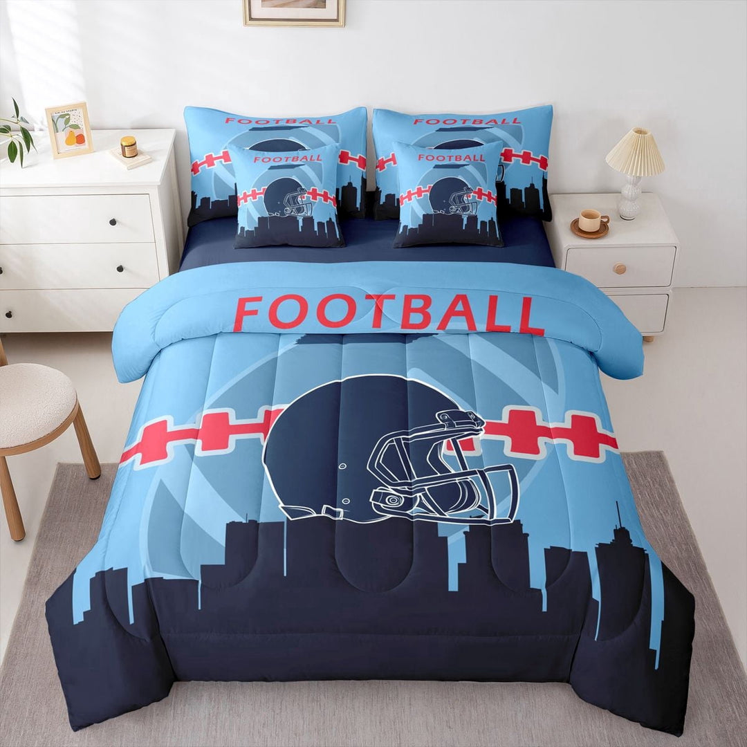 7 Pcs Comforter Set King Size,Sports Bed in a Bag with Flat Sheet and Fitted Sheet and Adults,Football Bedding Set with Pillowcase and Sham(Nashville)
