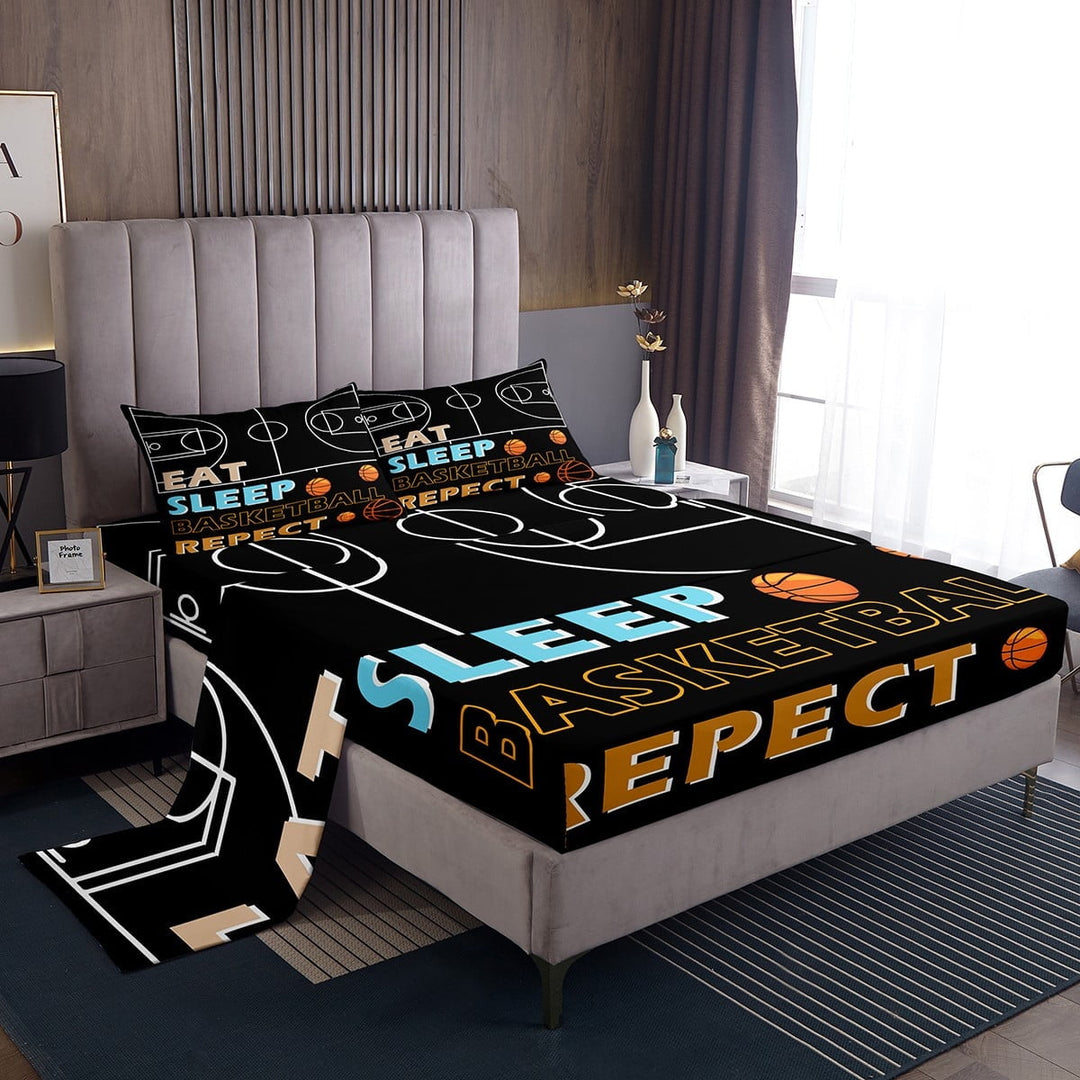 Erosebridal Cartoon Basketball Sheet Set Twin, Ball Sports Bedding Sets Twin Size, Teens 3 Pieces