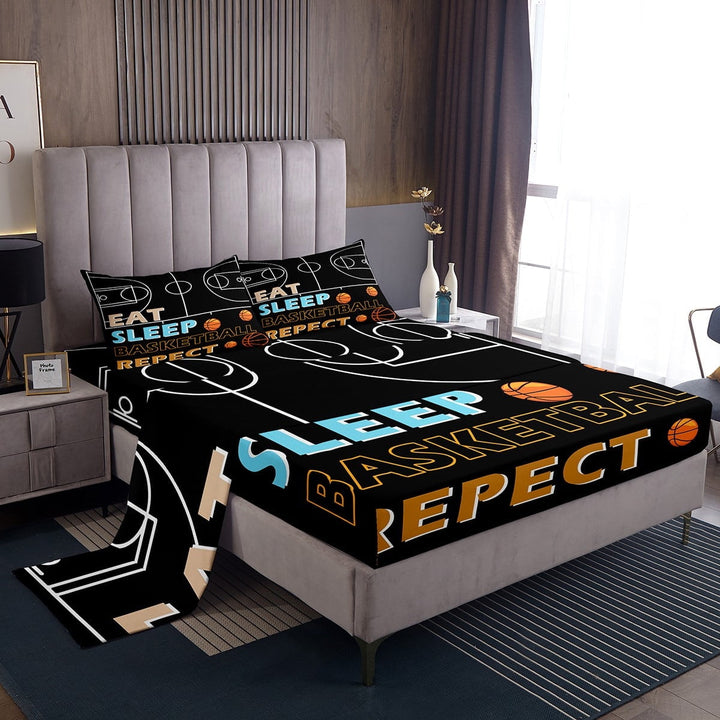 Erosebridal Cartoon Basketball Sheet Set Twin, Ball Sports Bedding Sets Twin Size, Teens 3 Pieces