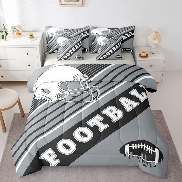 American Football City Comforter Sets Twin Size, 3D Sports Themed Bedding Bed In A Bag(Comforter+Fitted+Flat Sheet+2 Pillowcases+2 Throw Pillow Covers) 7 Pcs Bed Set, Las Vegas