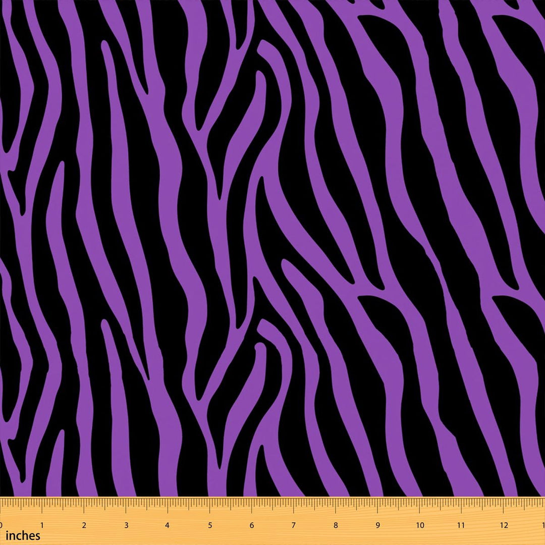 Manfei Zebra Print Fabric by the Yard 1 Yard, Animal Home Decor Fabric by the Yard, Purple Black