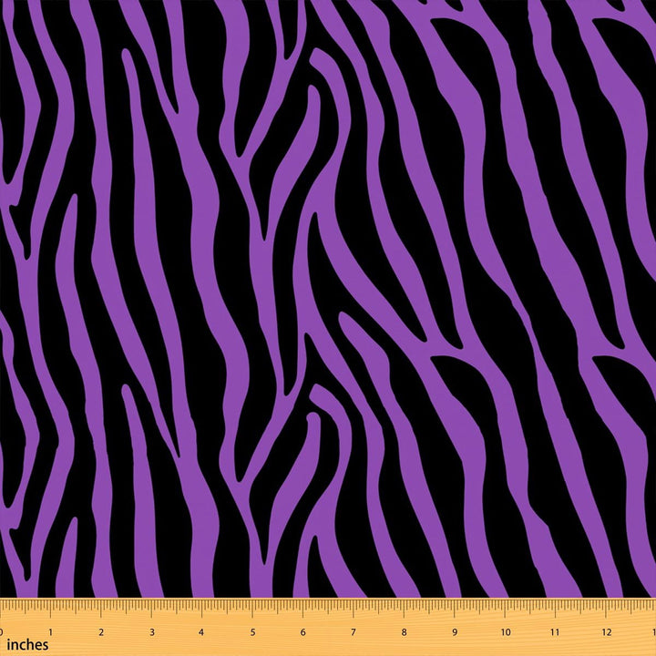 Manfei Zebra Print Fabric by the Yard 1 Yard, Animal Home Decor Fabric by the Yard, Purple Black