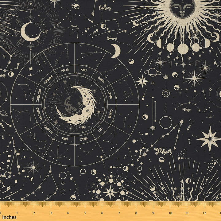 Castle Fairy Galaxy Universe Fabric by the Yard 5 Yard,Sun Moon Sewing Fabric,Bohemian Theme Fabric for Sewing,Luxury Teens Bedroom Decor