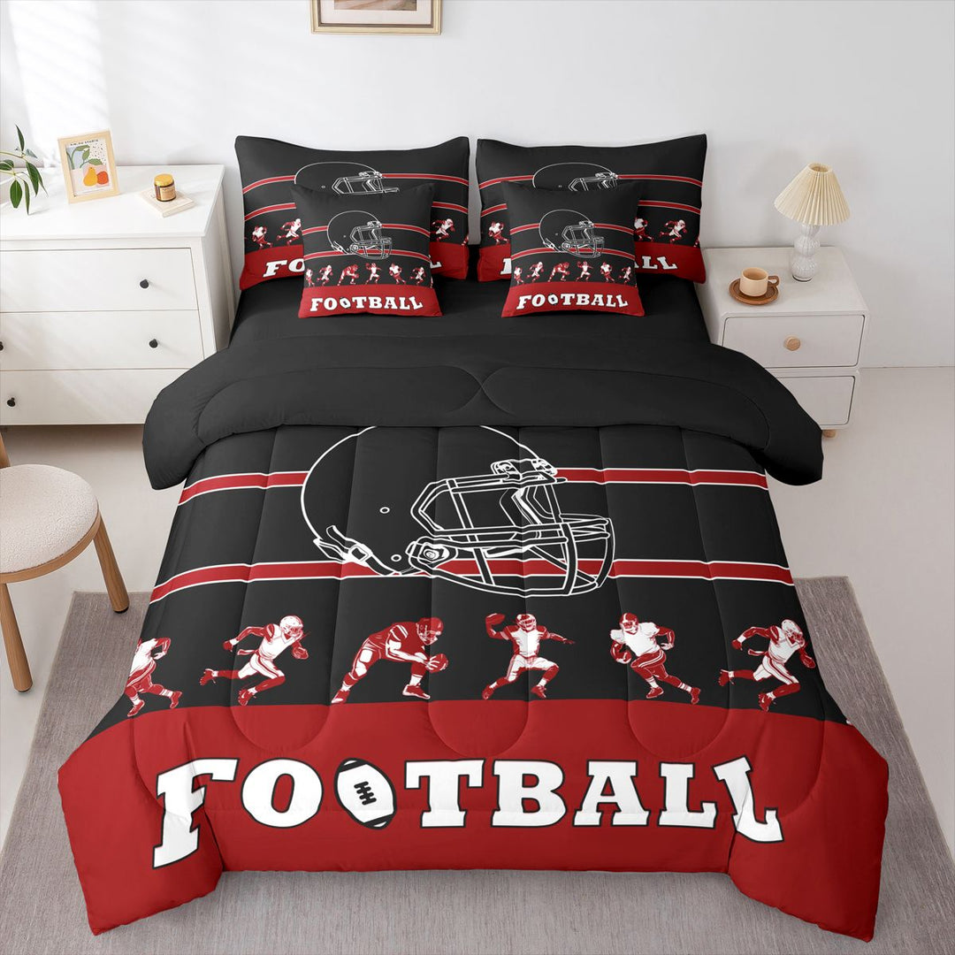 7 Piece Bed in a Bag Twin Size Comforter Set Football Bedding Set,American Football Reversible Design,Rugby Soft Microfiber Comforter with Sheet Set,All Season(Atlanta)