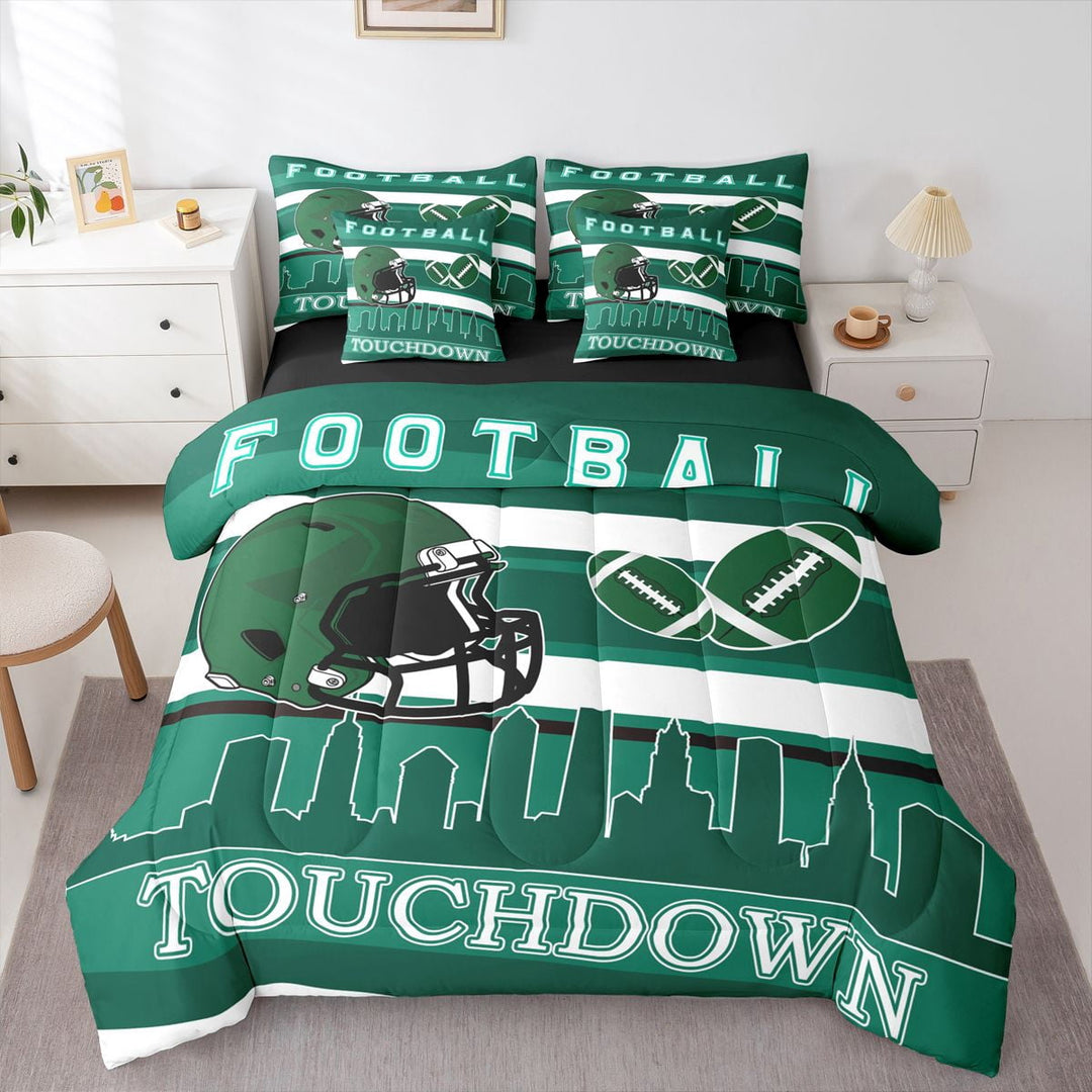 Erosebridal Ball Gaming Rugby Bedding Sets Twin Size,Football City New York Comforter Sets with Sheets,Gamer Room Decorative,Reversible,Breathable,7-Piece