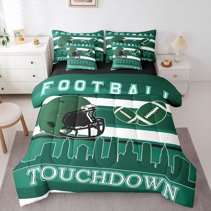 Erosebridal Ball Gaming Rugby Bedding Sets Twin Size,Football City New York Comforter Sets with Sheets,Gamer Room Decorative,Reversible,Breathable,7-Piece