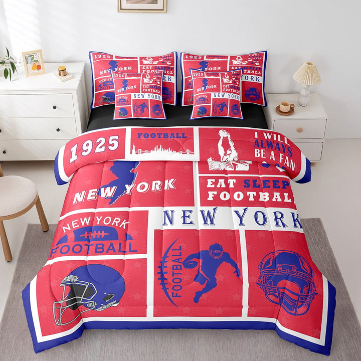 Erosebridal Football Bedding 7PCS Twin Size Comforter Sets Rugby Bedding Sets Sports Bed in a Bag,1 Comforter,1 Flat Sheet,1 Fitted Sheet,2 Pillowcases,2 Throw Pillow Covers