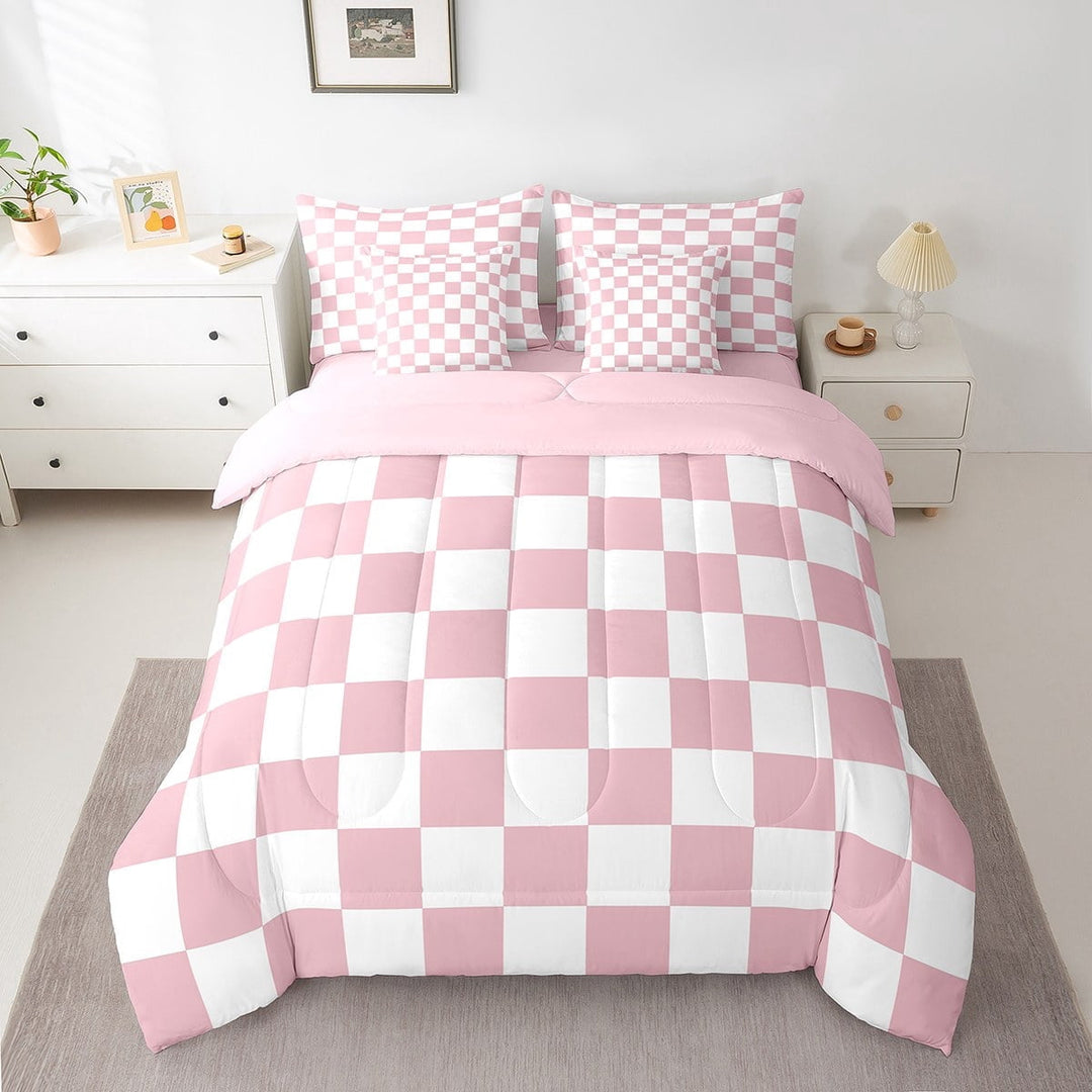 Erosebridal Plaid Buffalo Bed in a Bag Twin size, Checkered Bed Set, Rectangle Room Decor, Reversible 7-Piece
